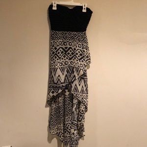 Black and off white high low dress